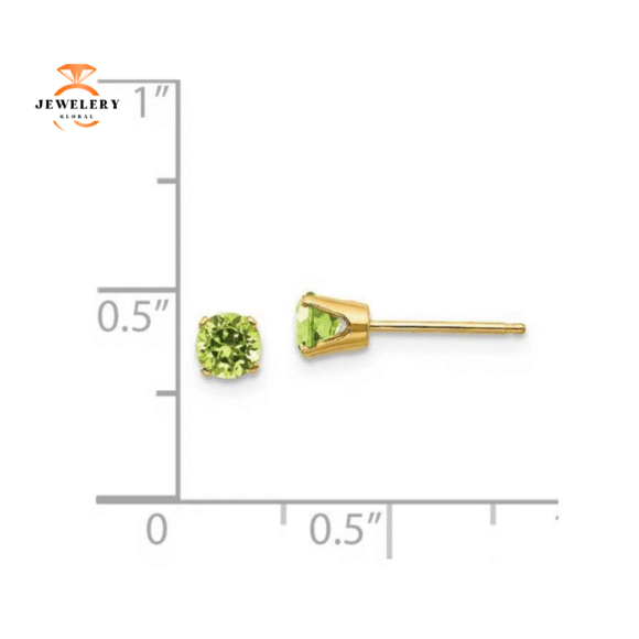 14KT GOLD 0.60 CARAT ROUND PERIDOT EARRINGS - Image 6