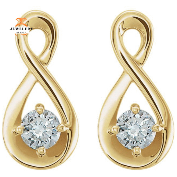 14KT GOLD 1/5 CTW DIAMOND INFINETY INSPRIED EARRINGS - Image 4