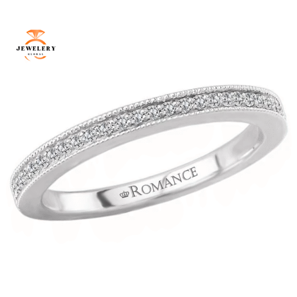 14KT GOLD 1/7 CTW ROUND DIAMOND MILGRAIN BAND