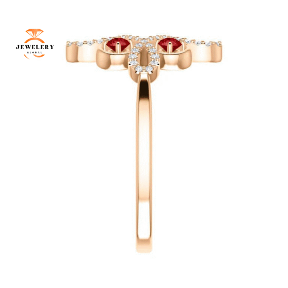 14KT GOLD RUBY AND DIAMOND CLOVER RING - Image 3