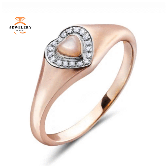 14KT ROSE GOLD MOTHER OF PEARL & DIAMOND RING