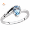 14KT WHITE GOLD 0.60 CT PEAR AQUAMARINE SWIRL RING