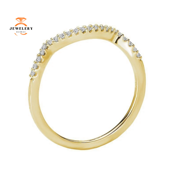 14KT Gold 1/10 CTW Round Diamond Curved Band - Image 8