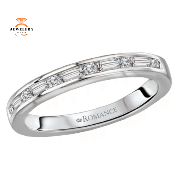 14KT Gold 1/3 CTW Round & Baguette Diamond Channel-Set Band