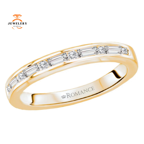 14KT Gold 1/3 CTW Round & Baguette Diamond Channel-Set Band - Image 3