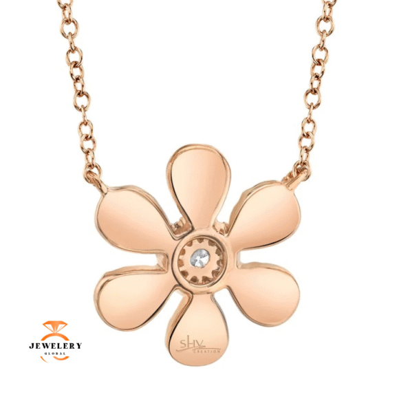 14KT Gold 1/4 CTW Diamond Flower Necklace - Image 2