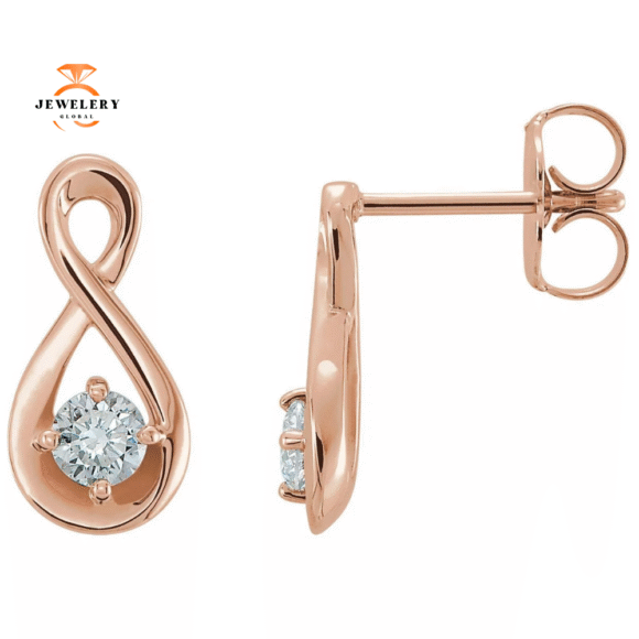 14KT GOLD 1/5 CTW DIAMOND INFINETY INSPRIED EARRINGS - Image 5
