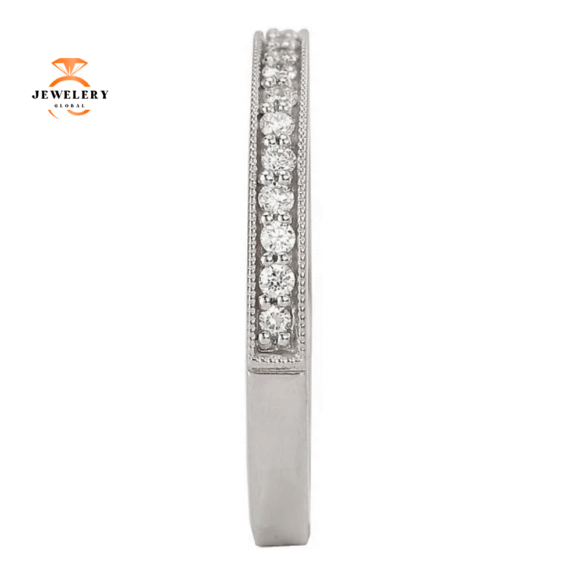 14KT GOLD 1/7 CTW ROUND DIAMOND MILGRAIN BAND - Image 2