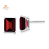 14KT WHITE GOLD 5.00 CTW EMERALD CUT GARNET EARRINGS