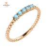 14KT GOLD 0.15 CTW ROUND AQUAMARINE 5 STONE BEADED STACKABLE RING