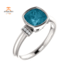 14KT GOLD 1.75 CT LONDON BLUE TOPAZ & 0.04 CTW DIAMOND BEZEL-SET RING