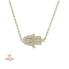 14KT Gold 1/10 CTW Diamond Hamsa Hand Necklace