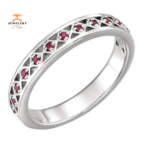 14KT GOLD STACKABLE RUBY BAND - Image 5
