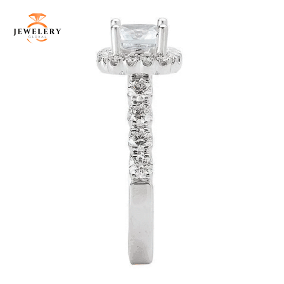 14KT 3/4 CTW Diamond Cushion Halo Setting for 1.50-2 CT Cushion - Image 2