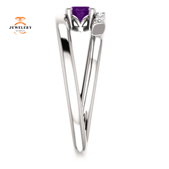 14KT GOLD 1/2 CTW AMETHYST & 1/8 CTW DIAMOND BYPASS RING - Image 8