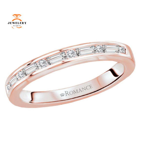 14KT Gold 1/3 CTW Round & Baguette Diamond Channel-Set Band - Image 2