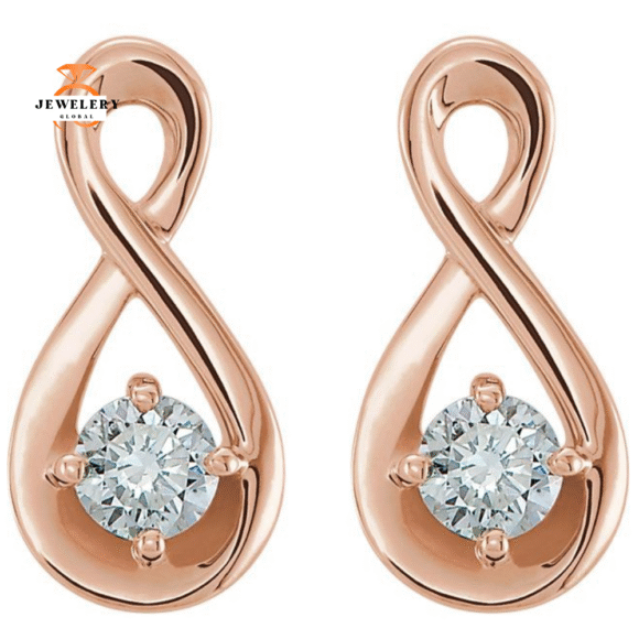 14KT GOLD 1/5 CTW DIAMOND INFINETY INSPRIED EARRINGS - Image 6
