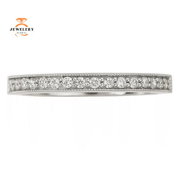 14KT GOLD 1/7 CTW ROUND DIAMOND MILGRAIN BAND - Image 3