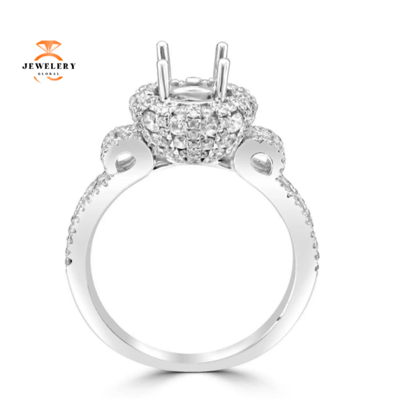 14KT White Gold 1 1/4 CTW Diamond Halo Setting For 1 CT Round - Image 2