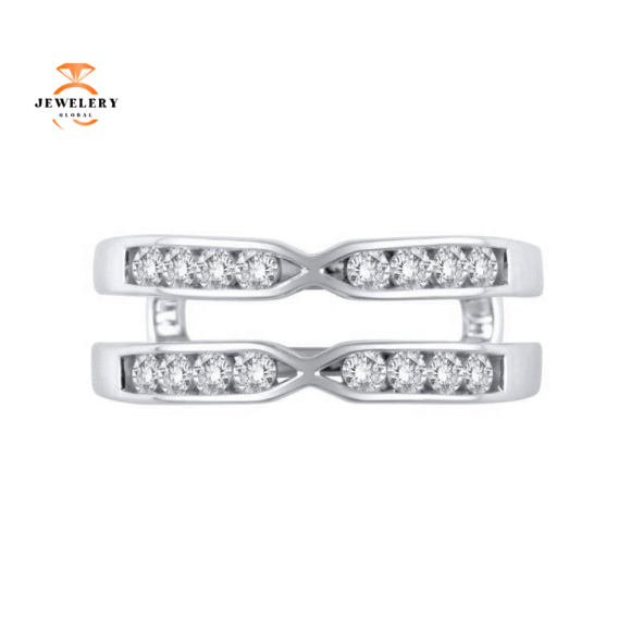 14KT GOLD 1/2 CTW ROUND DIAMOND PINCHED CHANNEL INSERT BAND - Image 3