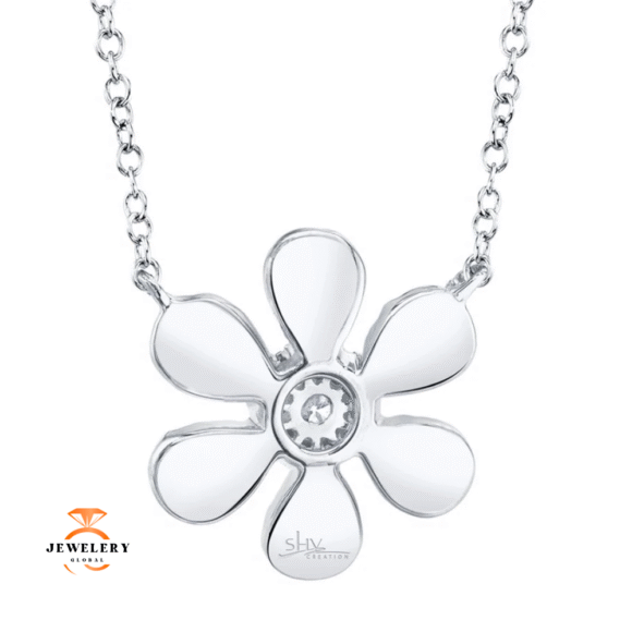14KT Gold 1/4 CTW Diamond Flower Necklace - Image 4