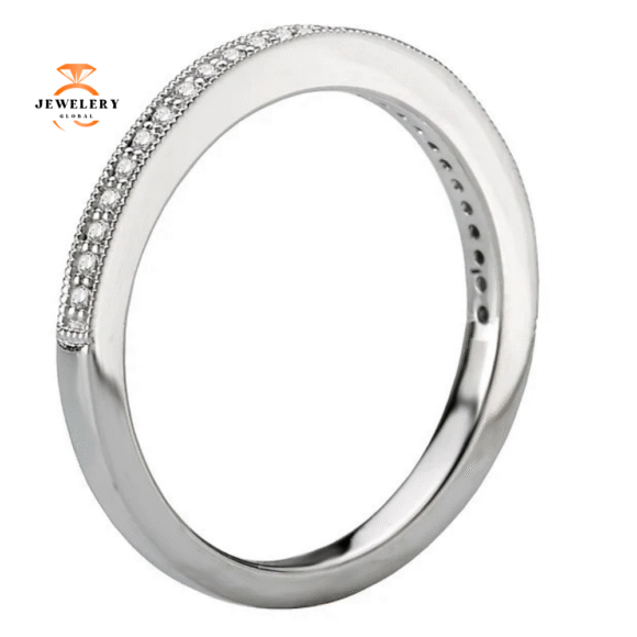 14KT GOLD 1/7 CTW ROUND DIAMOND MILGRAIN BAND - Image 4