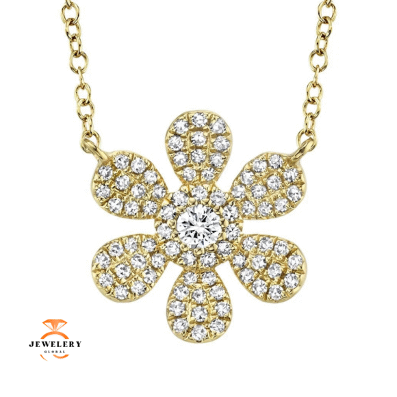 14KT Gold 1/4 CTW Diamond Flower Necklace - Image 5