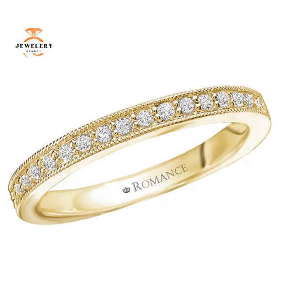 14KT GOLD 1/7 CTW ROUND DIAMOND MILGRAIN BAND - Image 5