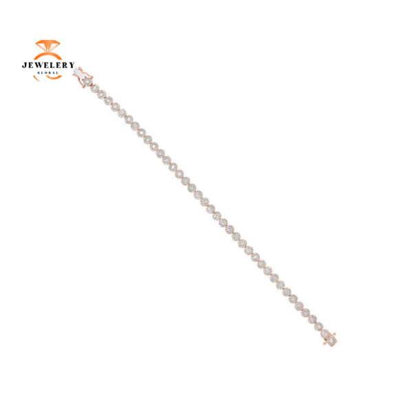 14KT GOLD 3.03 CARAT DIAMOND CIRCLE HALO TENNIS BRACELET - Image 2