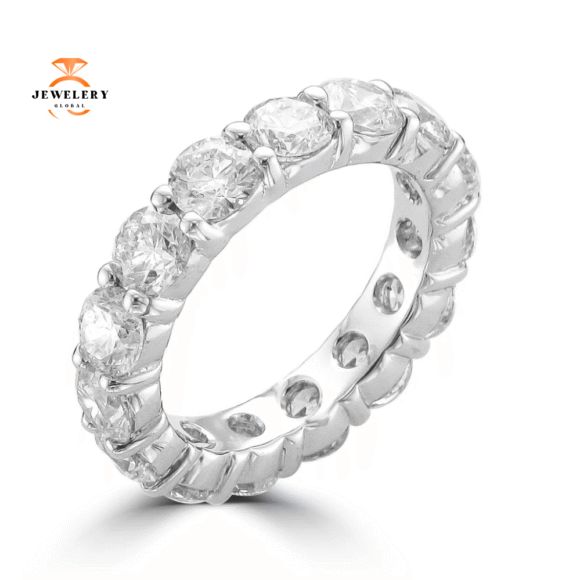 14KT WHITE GOLD 5.00 CTW ROUND DIAMOND ETERNITY BAND
