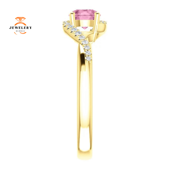 14KT Gold Passion Pink Topaz & 1/10 CTW Diamond Accent Bypass Ring - Image 12