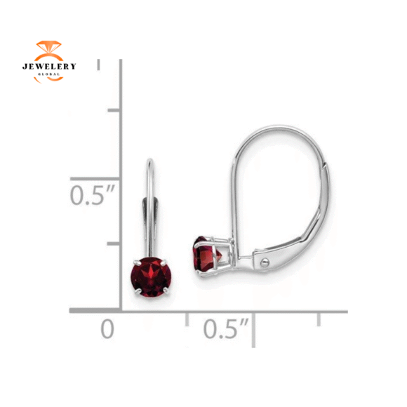 14KT WHITE GOLD 0.60 CTW GARNET LEVERBACK DROP EARRINGS - Image 2