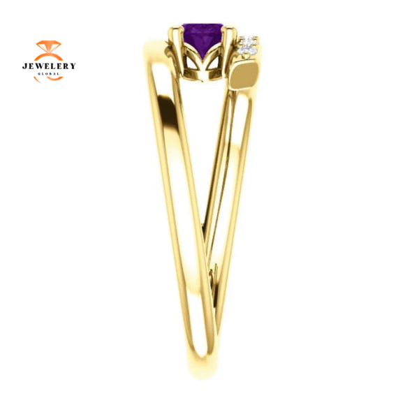 14KT GOLD 1/2 CTW AMETHYST & 1/8 CTW DIAMOND BYPASS RING - Image 12