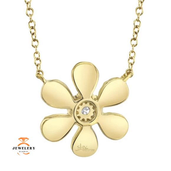 14KT Gold 1/4 CTW Diamond Flower Necklace - Image 6