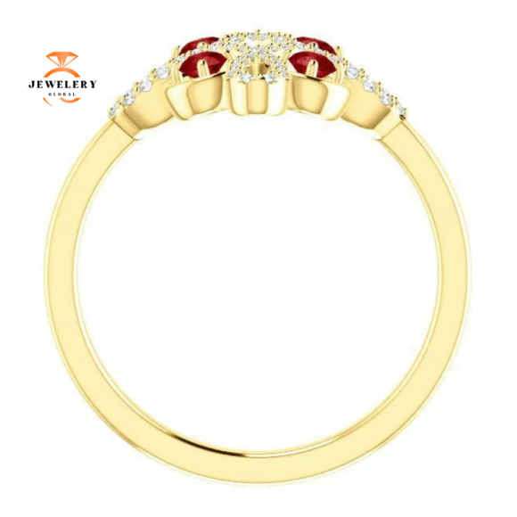 14KT GOLD RUBY AND DIAMOND CLOVER RING - Image 8