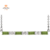 14KT GOLD 0.60 CT PERIDOT & 0.20 CTW DIAMOND ACCENT BAR NECKLACE