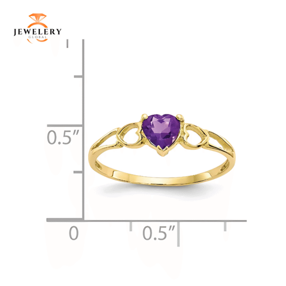 10KT YELLOW GOLD AMETHYST HEART RING - Image 2