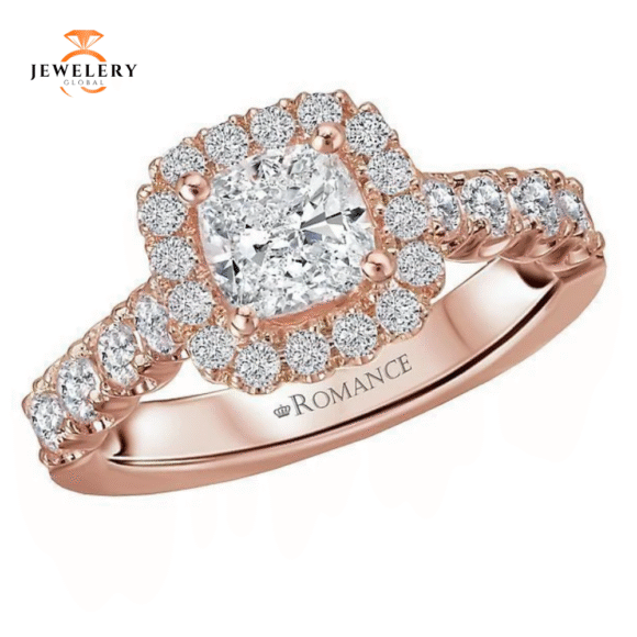 14KT 3/4 CTW DIAMOND CUSHION HALO SETTING FOR CUSHION OR ROUND