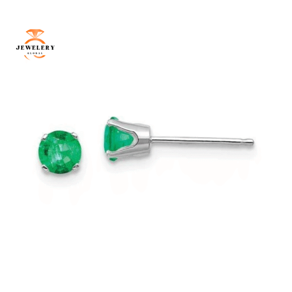 14KT GOLD 1/2 CTW ROUND EMERALD EARRINGS