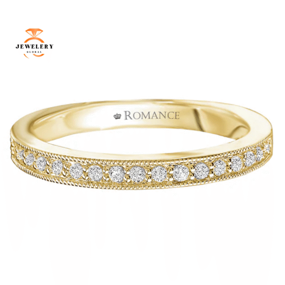 14KT GOLD 1/7 CTW ROUND DIAMOND MILGRAIN BAND - Image 7
