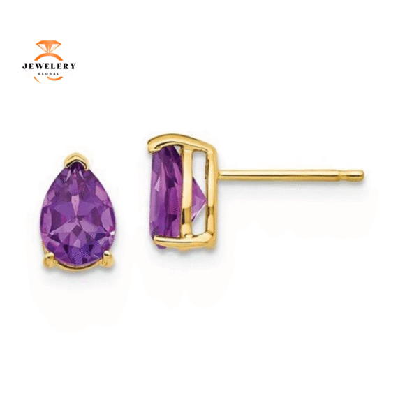 14KT GOLD PEAR SHAPE AMETHYST EARRINGS