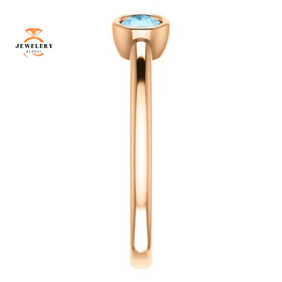 14KT GOLD 0.32 CTW AQUAMARINE 2 STONE BEZEL-SET CUFF RING - Image 4