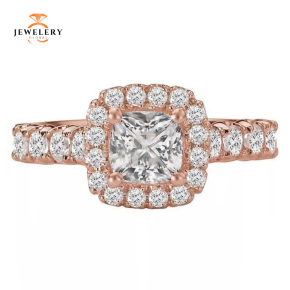 14KT 3/4 CTW DIAMOND CUSHION HALO SETTING FOR CUSHION OR ROUND - Image 2