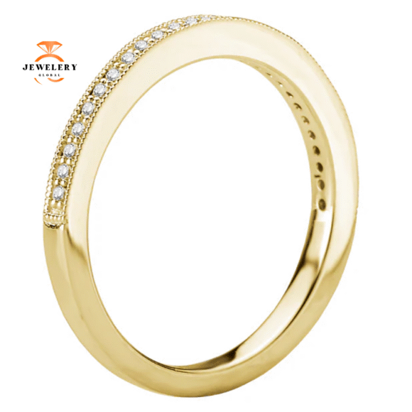 14KT GOLD 1/7 CTW ROUND DIAMOND MILGRAIN BAND - Image 8