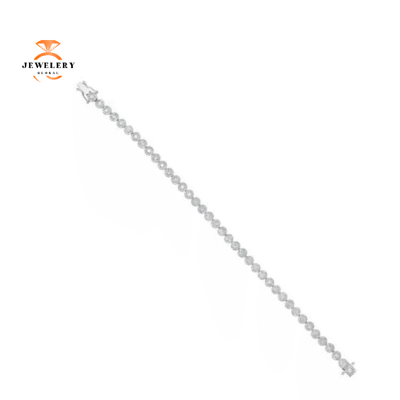 14KT GOLD 3.03 CARAT DIAMOND CIRCLE HALO TENNIS BRACELET - Image 5
