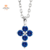 14KT GOLD BLUE SAPPHIRE PETITE CROSS NECKLACE