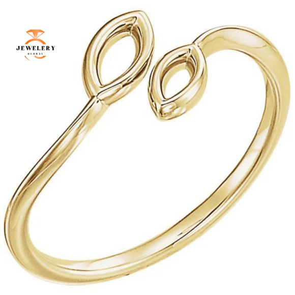 14KT GOLD DOUBLE MARQUISE SHAPE STACKABLE RRING - Image 5