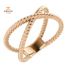 14KT GOLD ROPE CRISS CROSS ROPE RING