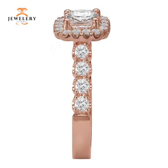 14KT 3/4 CTW DIAMOND CUSHION HALO SETTING FOR CUSHION OR ROUND - Image 3