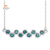 14KT GOLD 1/2 CTW AQUAMARINE BEZEL-SET BAR NECKLACE